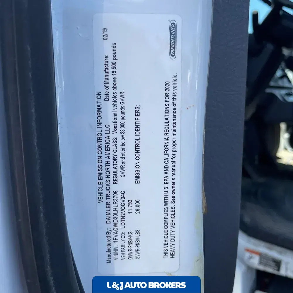 2020 Freightliner Commercial M106 (CA72-204) CONV CAB  TRUCK 4X2 7.7L