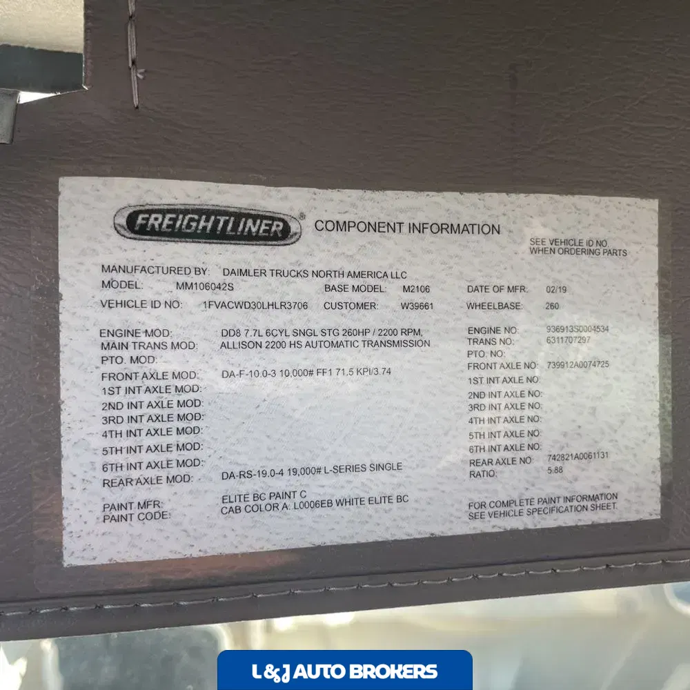 2020 Freightliner Commercial M106 (CA72-204) CONV CAB  TRUCK 4X2 7.7L